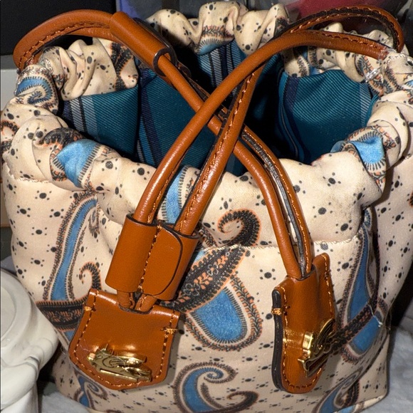 ETRO Milano Paisley Drawstring Clutch with Brown Leather Accents - Picture 14 of 16